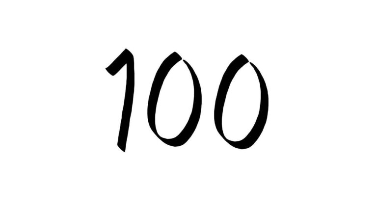 100 text on white background