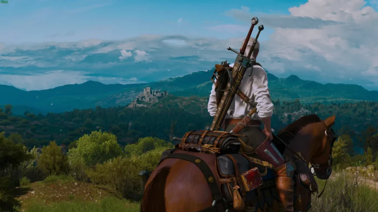 The Witcher 3 geralt riding his horse